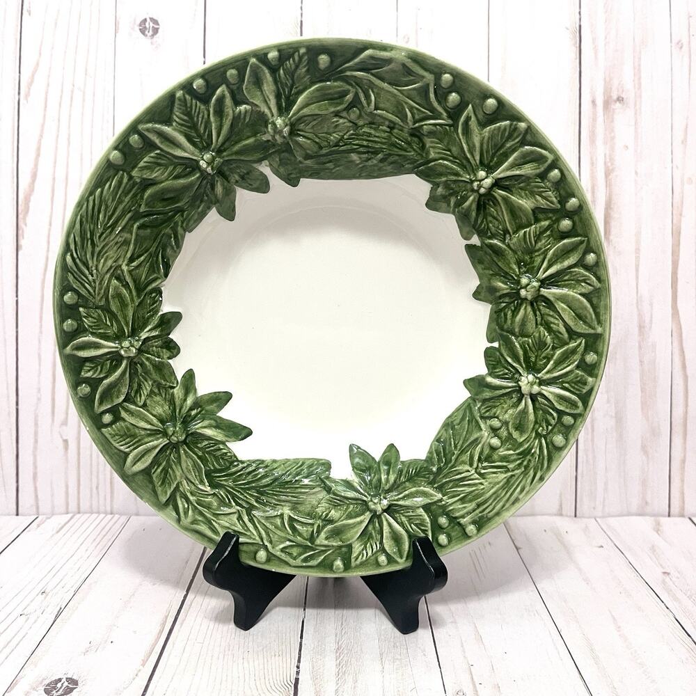 Williams Sonoma I Patrizi Italy Poinsettia Ceramic Single Serving Bowl